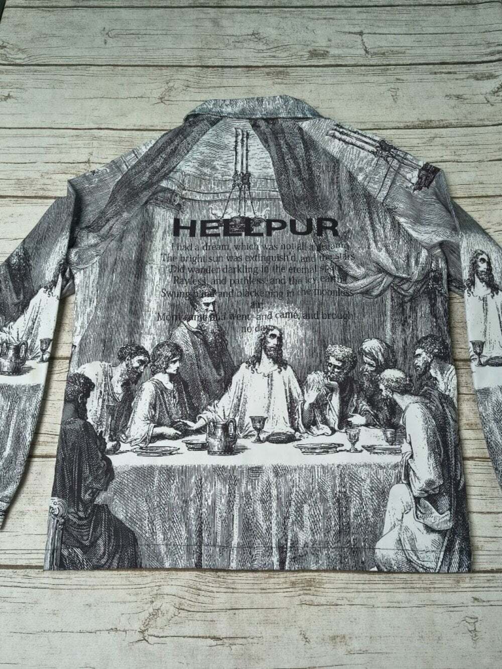 Hellpur The Last Supper Graphic Full Zip Jacket Medium Black White Streetwear - Picture 9 of 9